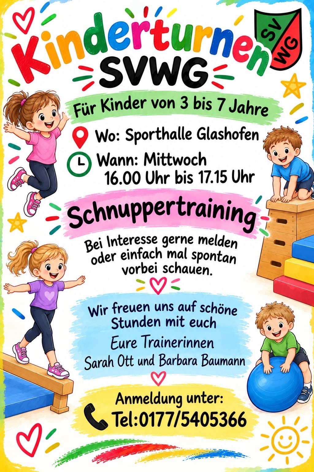 Kinderturnen beim SVW – Schnuppertraining für Kinder von 3 bis 7 Jahren